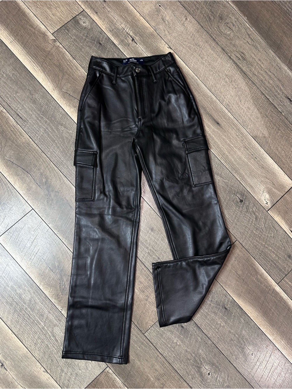 Hollister Ultra Hi Rise Vintage Baggy Black Faux Leather Pants